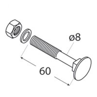 4er Set Schlossschraube schwarz 8 x 60 mm