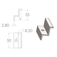 Endklemme Aluminium M8 Loch 35mm silber