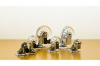Möbelrolle BRAZYLIA 50, ohne Feststeller, Stahl/PC/PU, Durchmesser 50 mm, durchsichtig