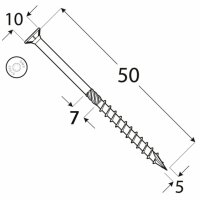 Holzschrauben Großpack 30- 400 mm Senkkopf TX T25 5x50 mm - 200 Stk.