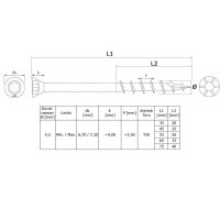 Terrassenschrauben A2 Edelstahl Senkkopf Großpack 4,2 x 45 mm - 200 Stk.