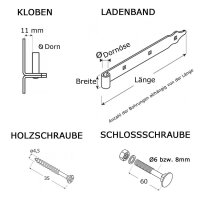 Ladenband Schwarz 2er Set - 300x35mm - Ø13mm